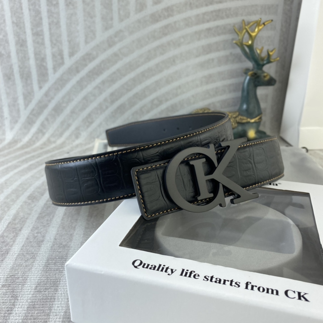 CK 💕 特种皮腰带系列 ，原厂五金精品不锈钢扣，手感柔软舒适 宽3.8CM。