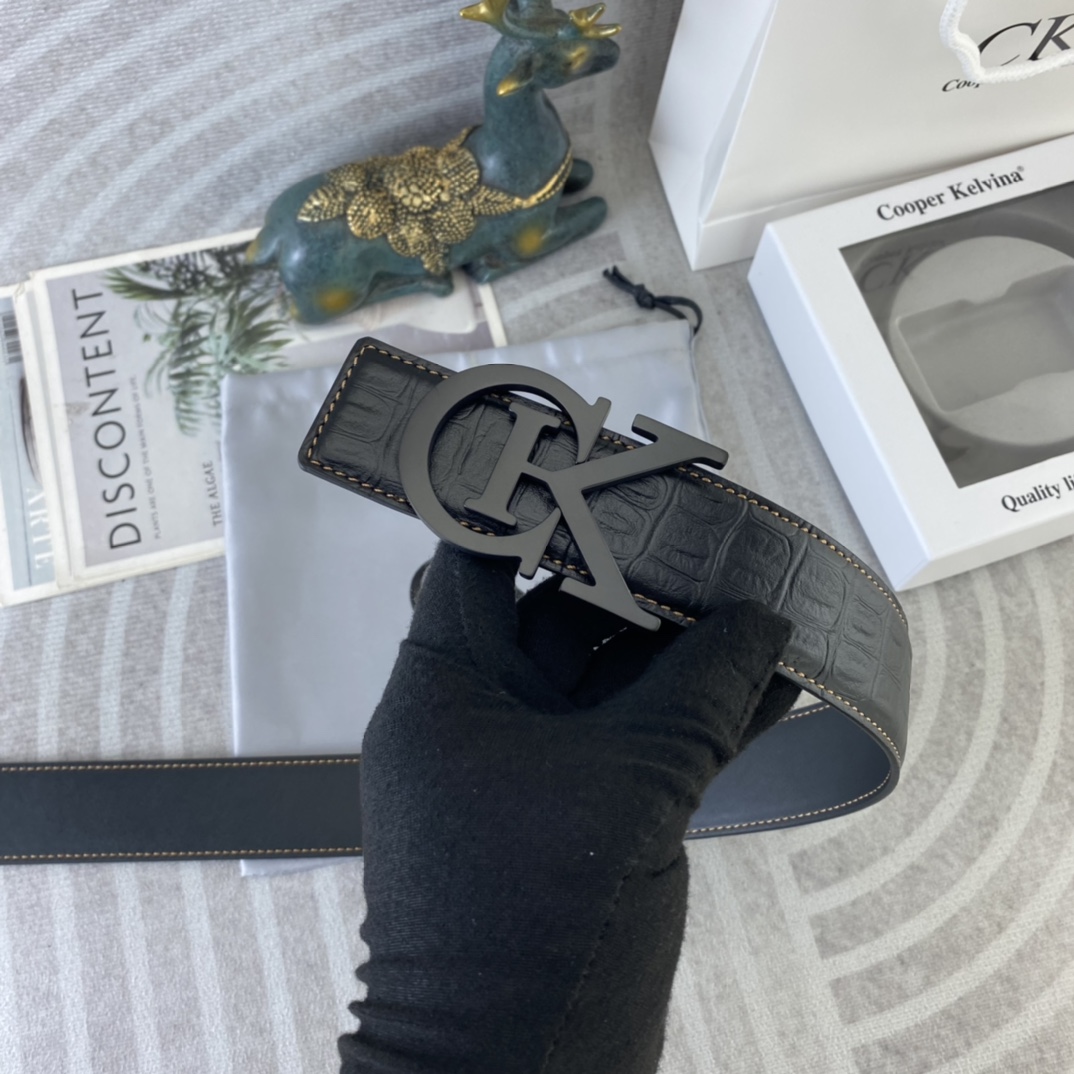 CK 💕 特种皮腰带系列 ，原厂五金精品不锈钢扣，手感柔软舒适 宽3.8CM。