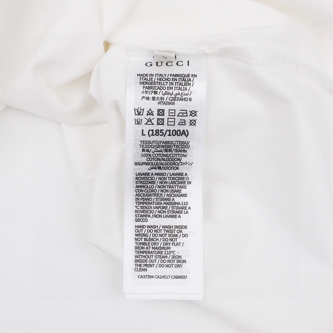 古驰/Gucci 夏季新品 双G互扣红蓝条纹腰带圆领短袖T恤白色