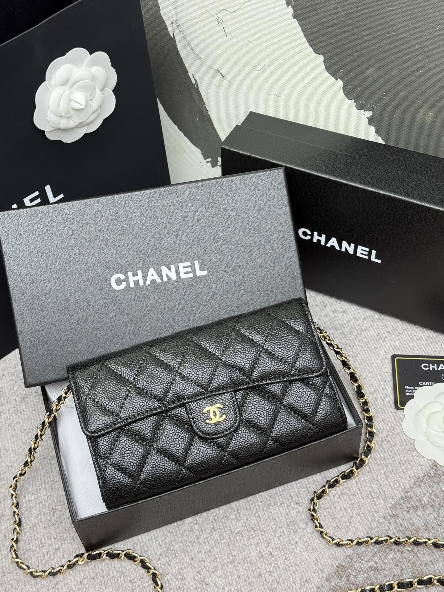 CHANEL 经典CF長款チェーンショルダーバッグ - スタイリッシュな格子模様