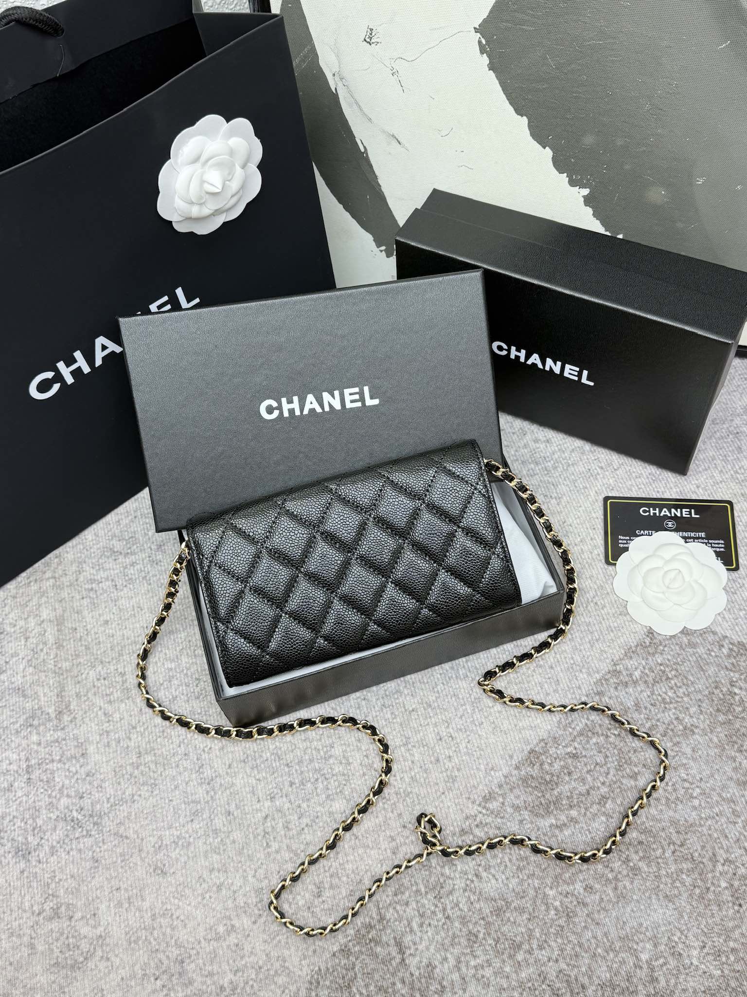 CHANEL 经典CF長款チェーンショルダーバッグ - スタイリッシュな格子模様