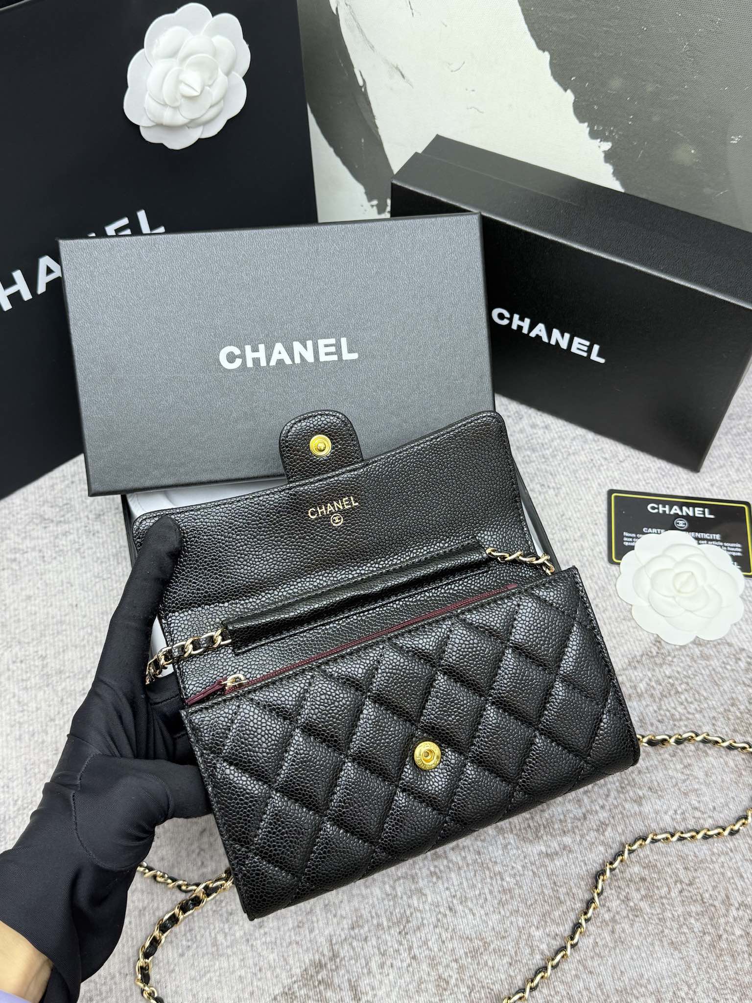 CHANEL 经典CF長款チェーンショルダーバッグ - スタイリッシュな格子模様