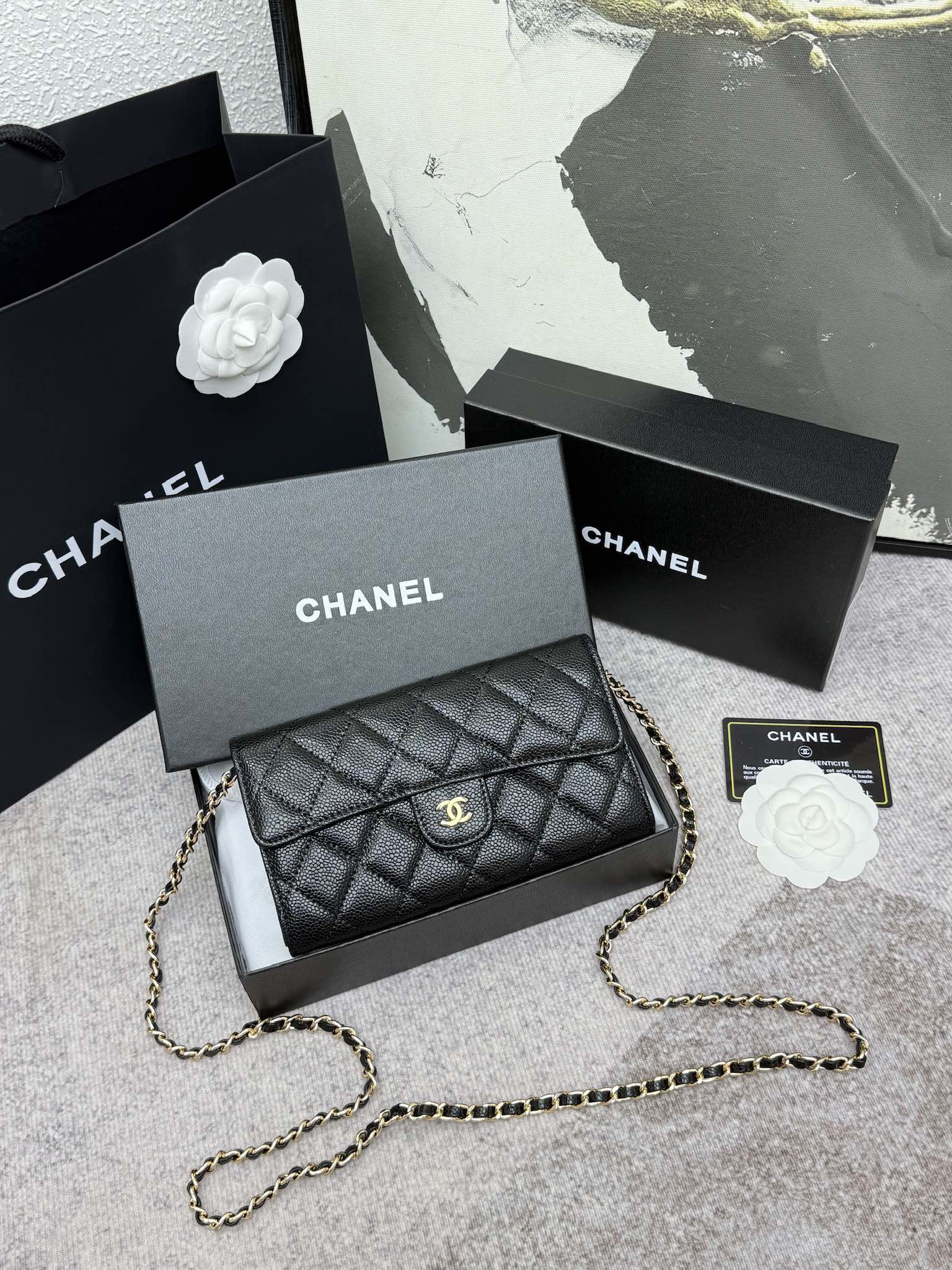 CHANEL 经典CF長款チェーンショルダーバッグ - スタイリッシュな格子模様