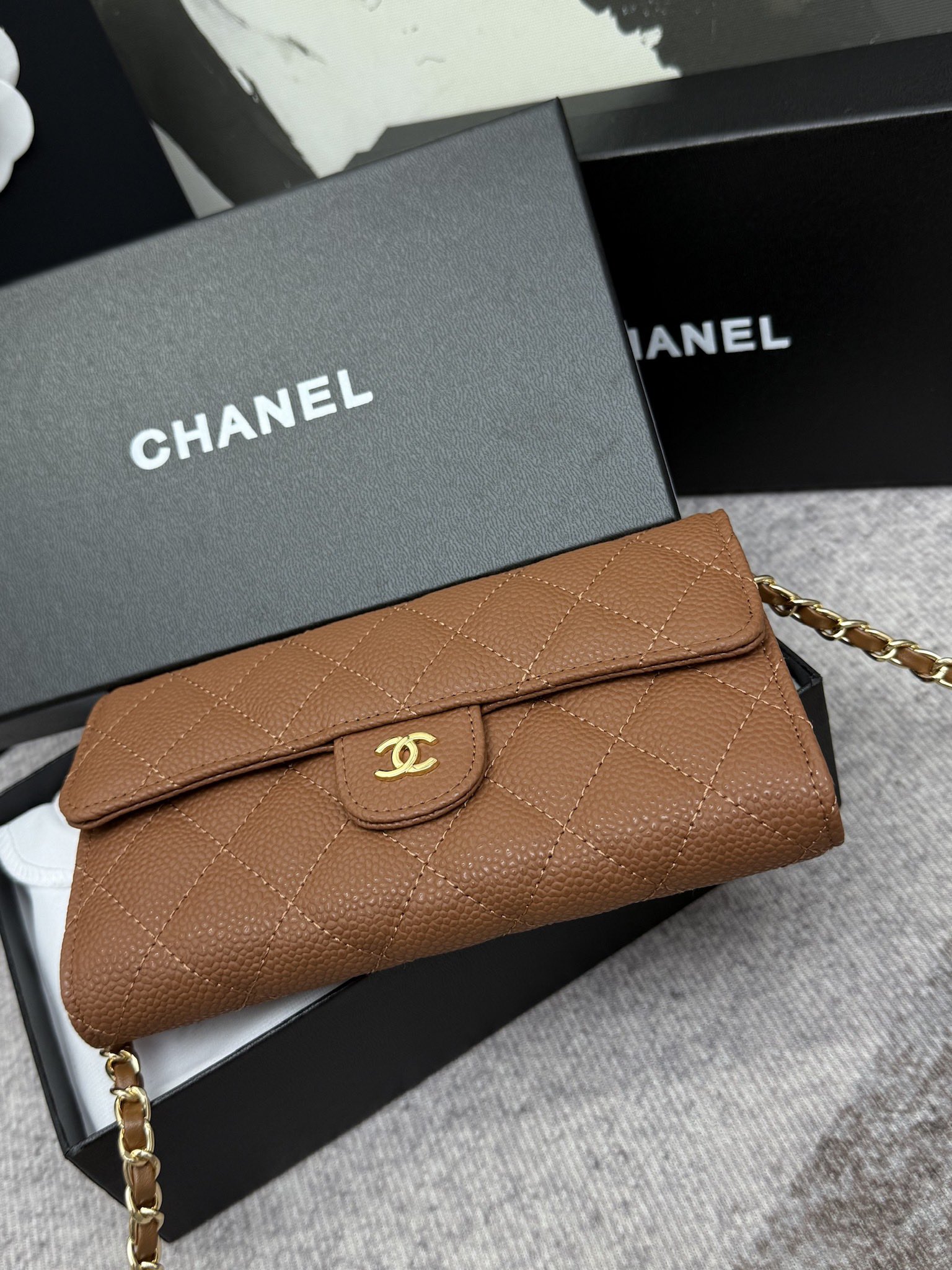 CHANEL 经典CF長款チェーンショルダーバッグ - スタイリッシュな格子デザイン