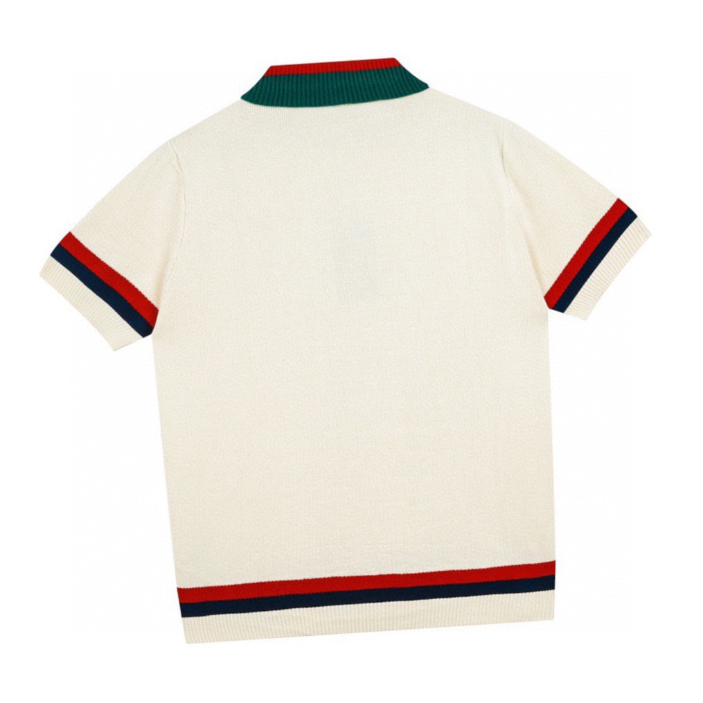 古驰/Gucci 夏季新款 胸前互扣式小双G针织翻领短袖polo衫象牙白-Chinese UA Cheap High Quatity Brand Clothes Bags handbags Sneakers wholesale wholesaler seller from China Factory suppliers Fashion Clothing Shoes best Quality Beautiful Price 古驰/Gucci 夏季新款 胸前互扣式小双G针织翻领短袖polo衫象牙白