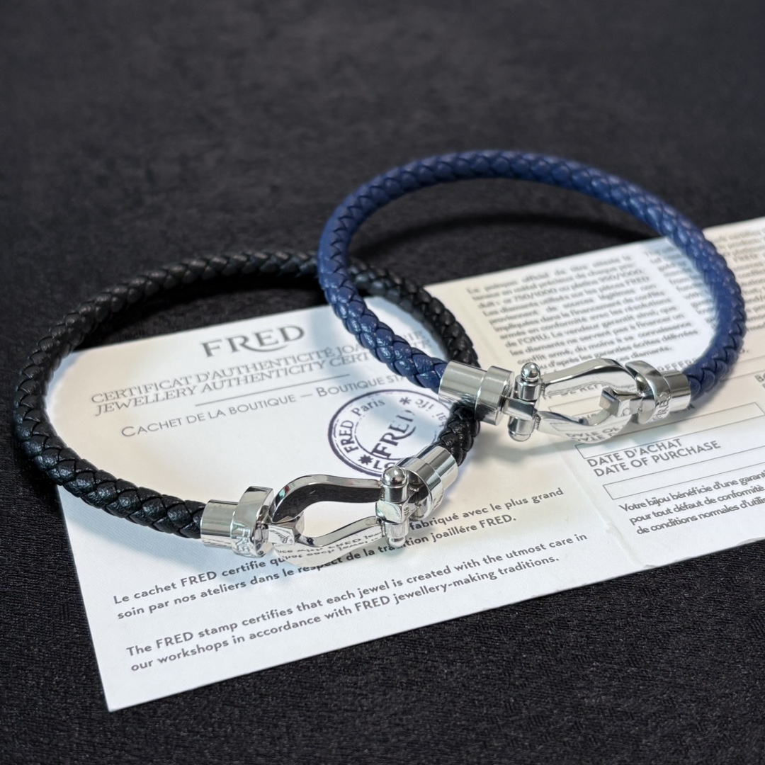 High-end Custom Silver Leather Bracelets by Fred Freder with Exclusive Logo Corset - 图片 6