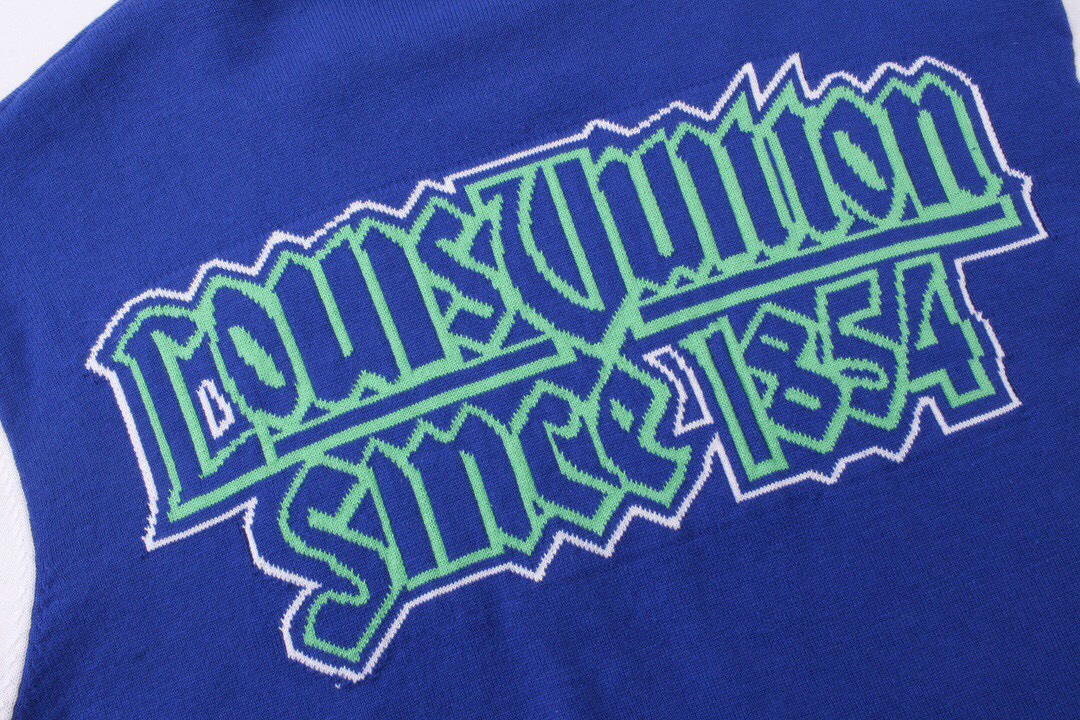 路易威登/Louis Vuitton 夏季新款 蓝白拼接复古字母针织圆领短袖 蓝色-Chinese UA Cheap High Quatity Brand Clothes Bags handbags Sneakers wholesale wholesaler seller from China Factory suppliers Fashion Clothing Shoes best Quality Beautiful Price 路易威登/Louis Vuitton 夏季新款 蓝白拼接复古字母针织圆领短袖 蓝色