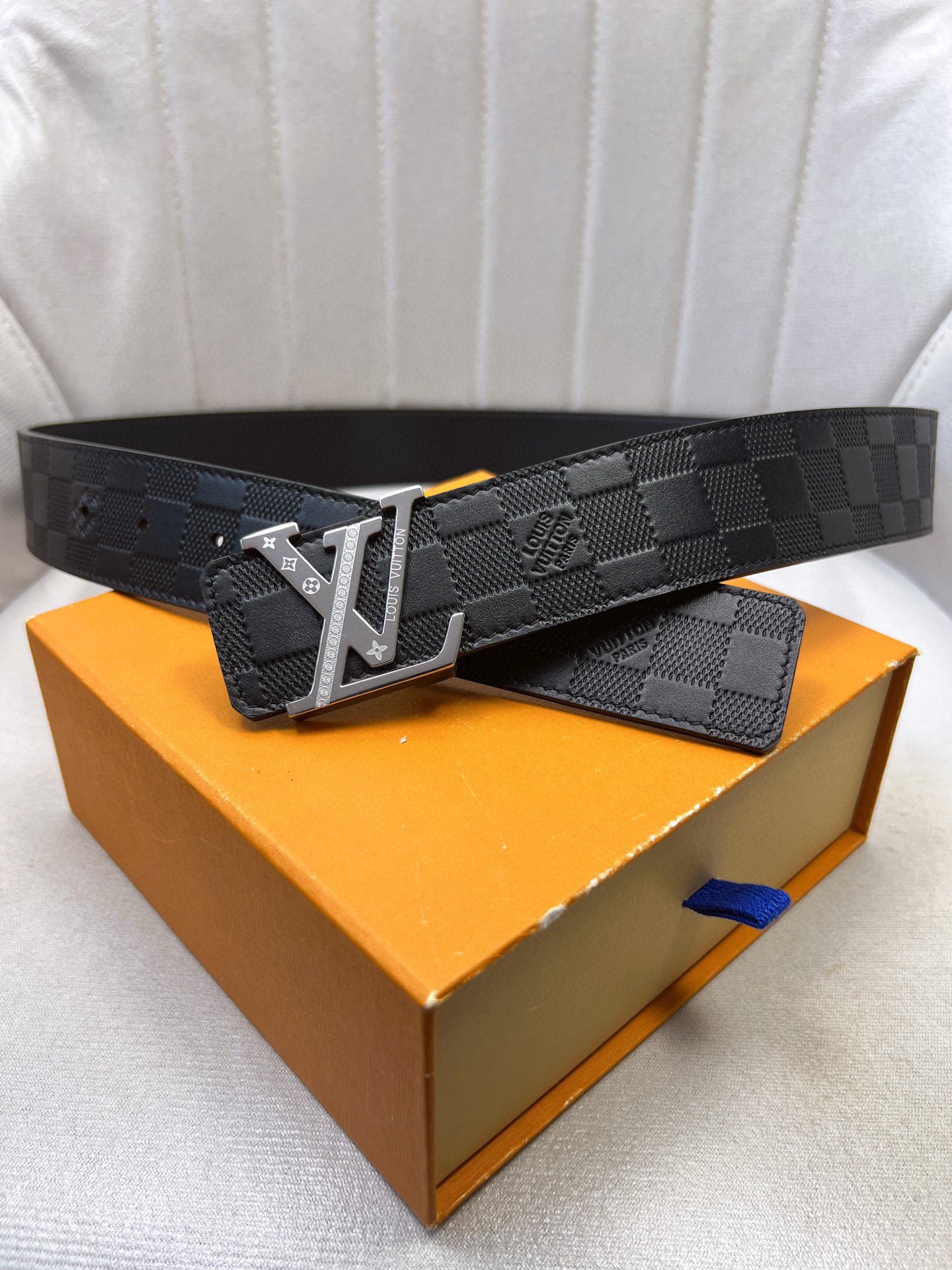 Luxury LV Belt: Original Oxen-Skin, Gold Knitted, Custom Leather, 4.0 Width Cabinet - 图片 3