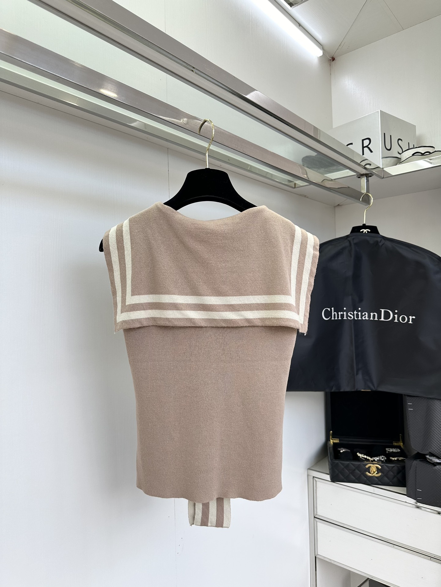 Striped Knit Vest with Shawl Collar - Korean Style Charm & Comfort 5 i1752433942 5589 3