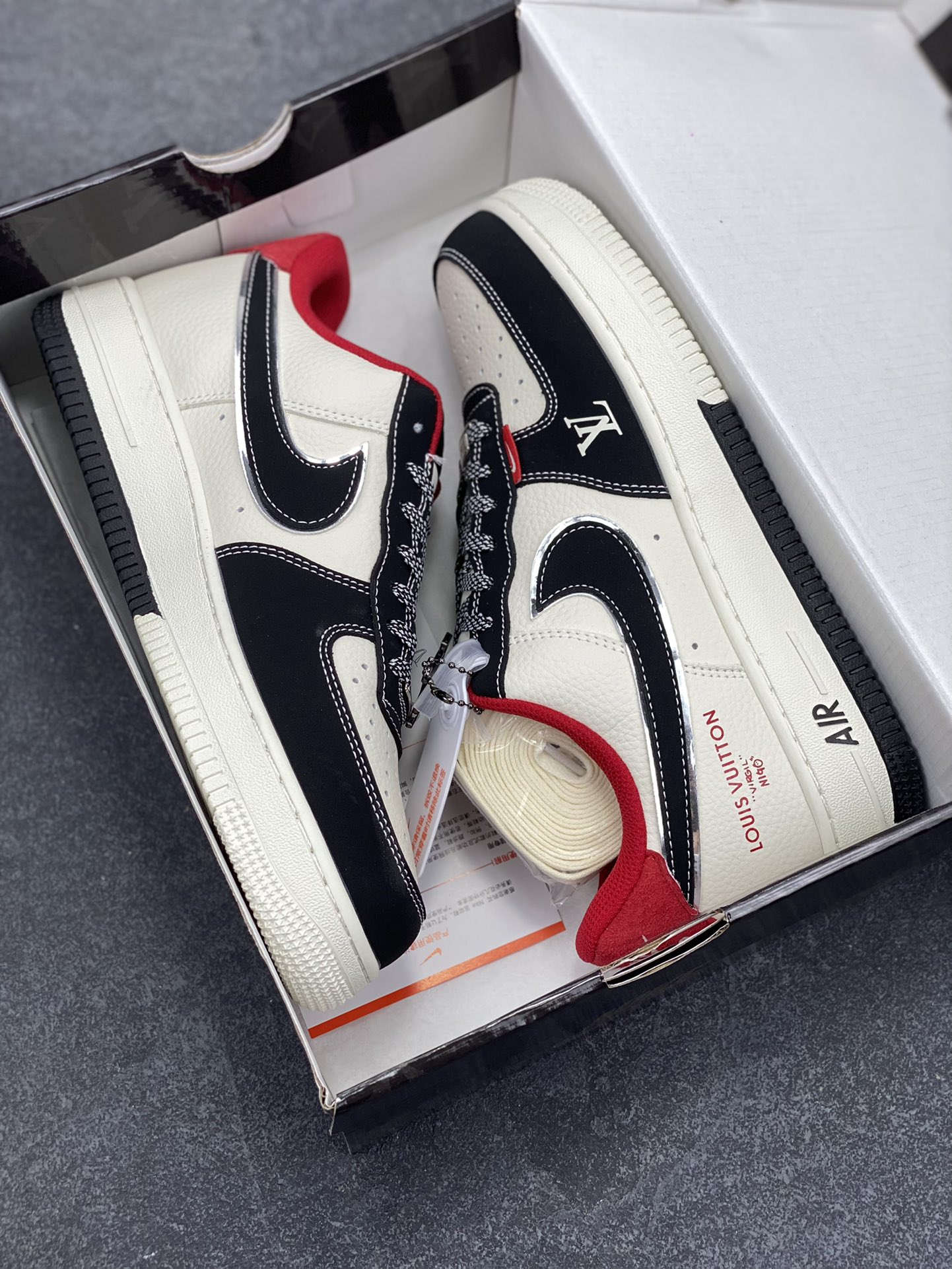 图片[9]-NIke Air Force 1 \’07 Low “LV联名——双拼黑红”空军一号 低帮 运动鞋 休闲鞋 折边针车 工艺难度大 原楦头原纸板 原装鞋盒 定制五金配件 内置全掌气垫 原厂鞋底 货号：CS5288-022 尺码：36 36.5 37.5 38 38.5 39 40 40.5 41 42 42.5 43 44 44.5 45-选品中心