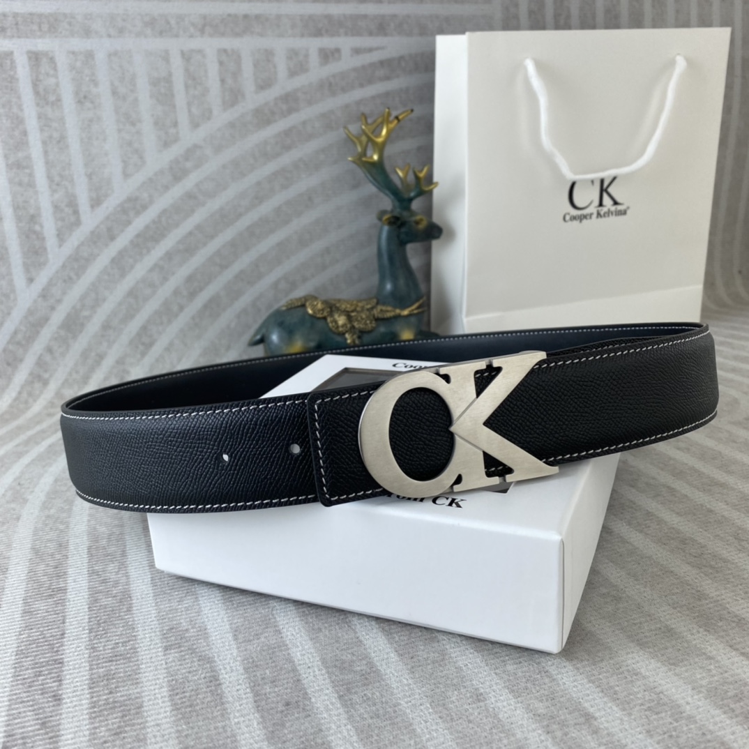 CK 💕 特种皮腰带系列 ，原厂五金精品不锈钢扣，手感柔软舒适 宽3.8CM。