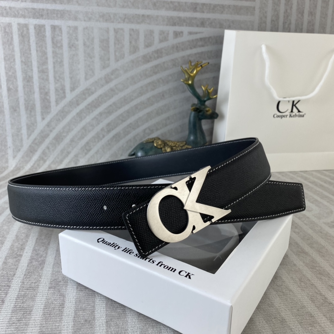 CK 💕 特种皮腰带系列 ，原厂五金精品不锈钢扣，手感柔软舒适 宽3.8CM。