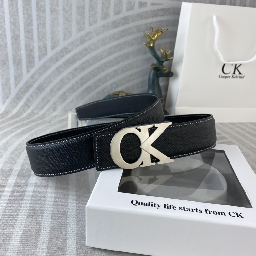 CK 💕 特种皮腰带系列 ，原厂五金精品不锈钢扣，手感柔软舒适 宽3.8CM。
