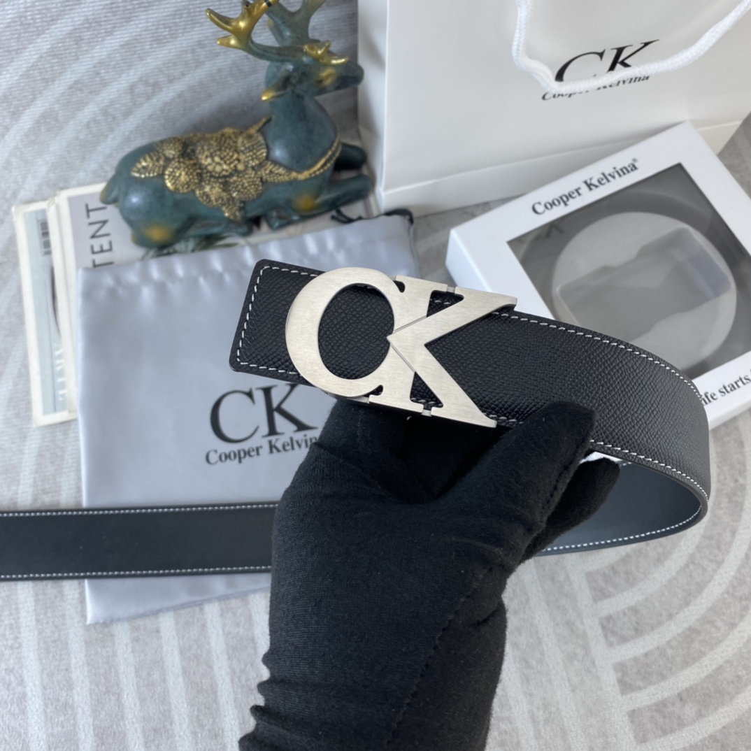 CK 💕 特种皮腰带系列 ，原厂五金精品不锈钢扣，手感柔软舒适 宽3.8CM。