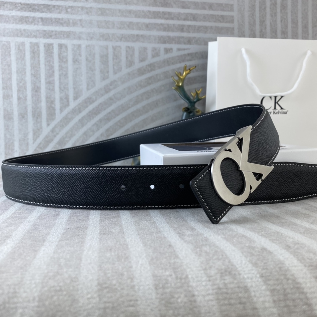 CK 💕 特种皮腰带系列 ，原厂五金精品不锈钢扣，手感柔软舒适 宽3.8CM。