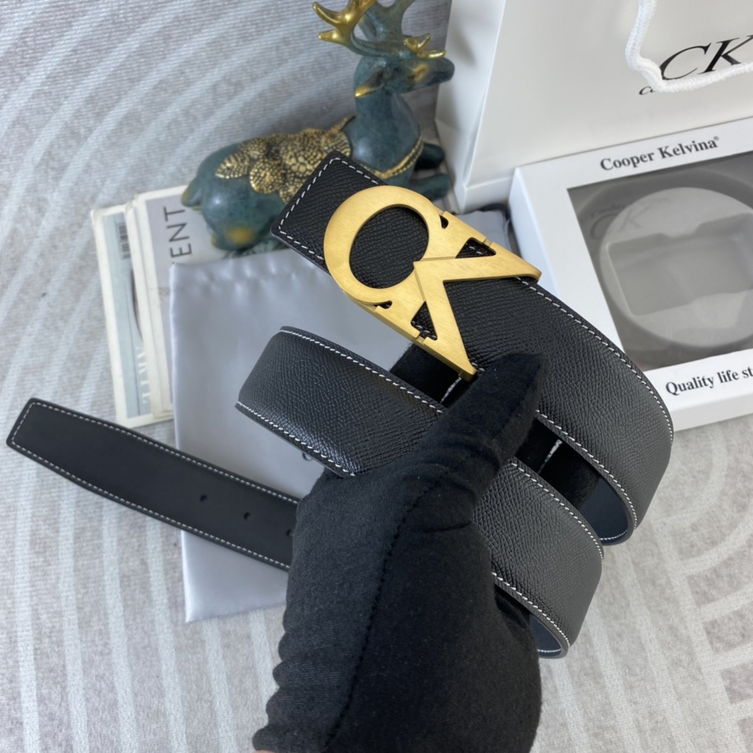 CK 💕 特种皮腰带系列 ，原厂五金精品不锈钢扣，手感柔软舒适 宽3.8CM。