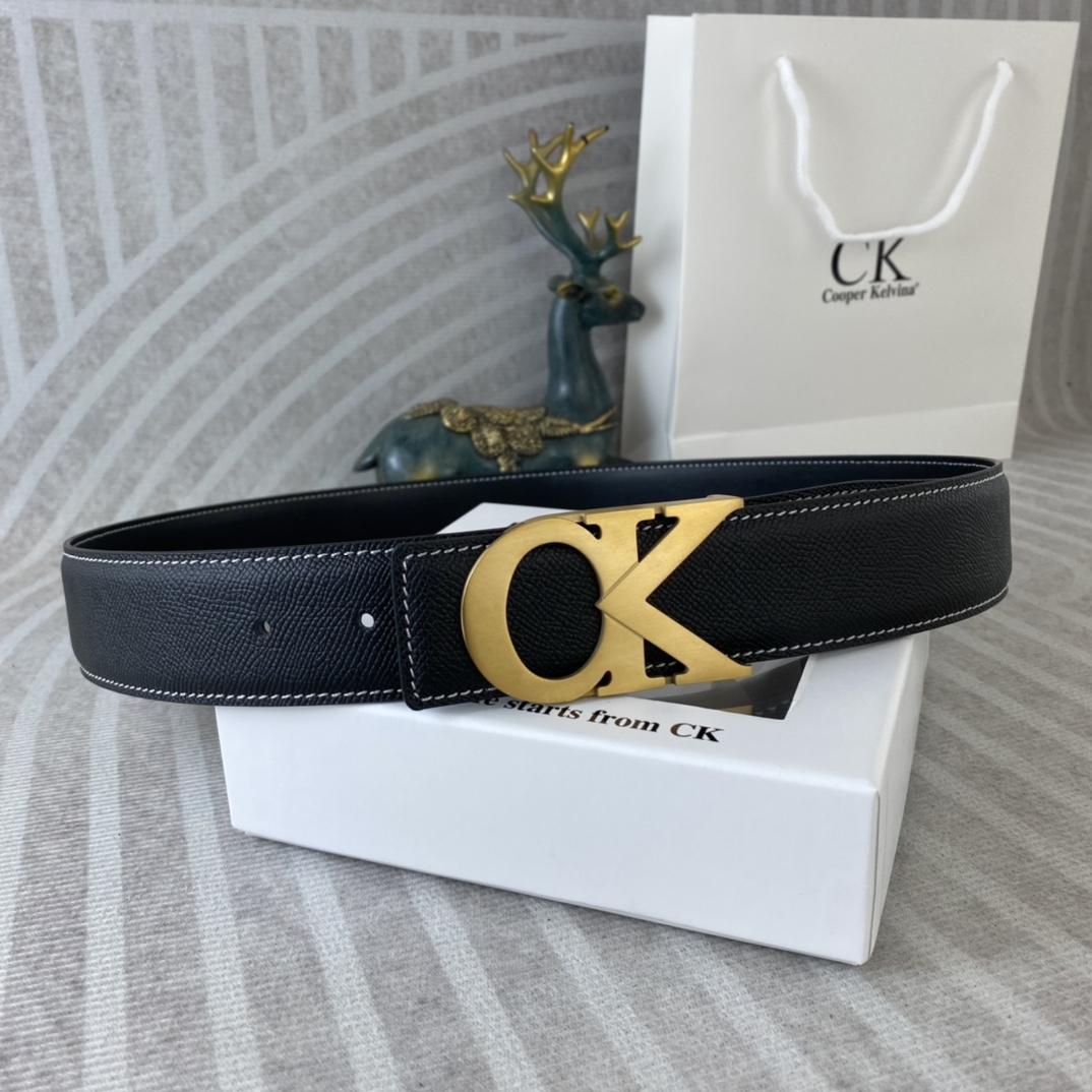 CK 💕 特种皮腰带系列 ，原厂五金精品不锈钢扣，手感柔软舒适 宽3.8CM。