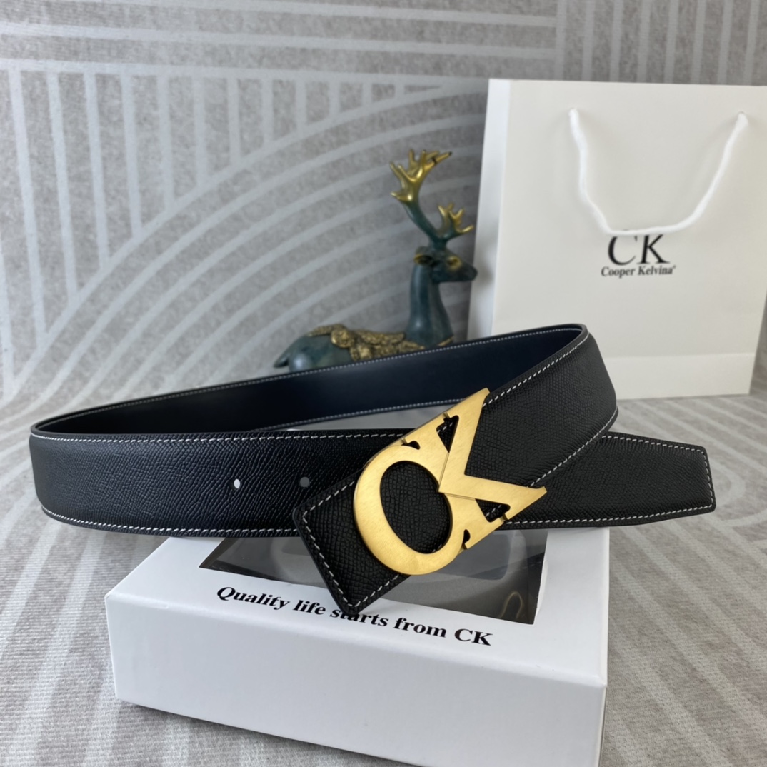 CK 💕 特种皮腰带系列 ，原厂五金精品不锈钢扣，手感柔软舒适 宽3.8CM。