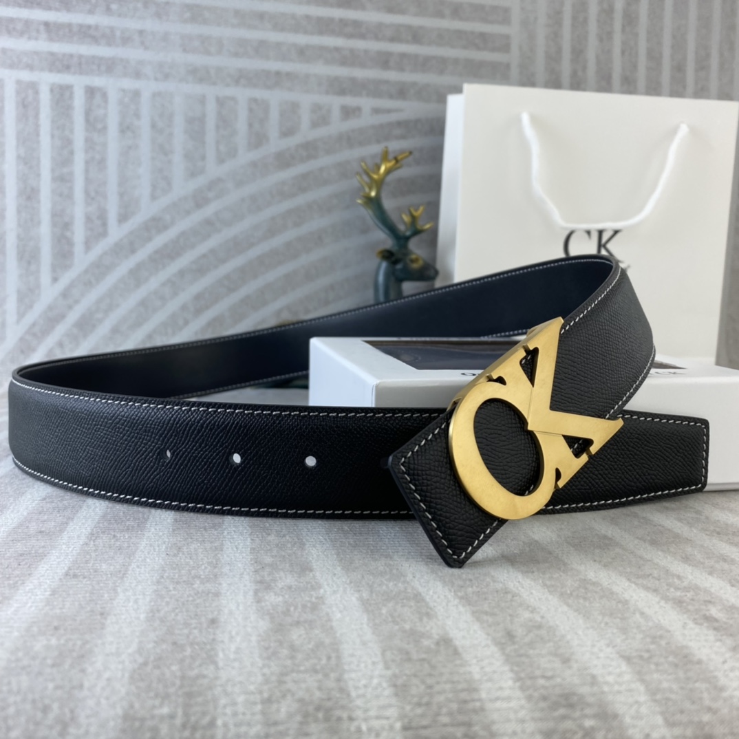 CK 💕 特种皮腰带系列 ，原厂五金精品不锈钢扣，手感柔软舒适 宽3.8CM。