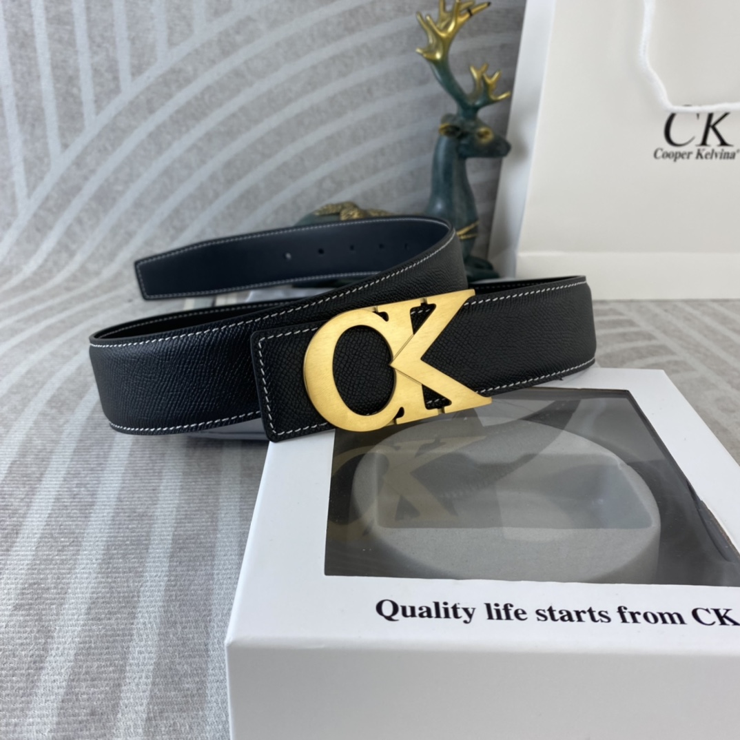 CK 💕 特种皮腰带系列 ，原厂五金精品不锈钢扣，手感柔软舒适 宽3.8CM。
