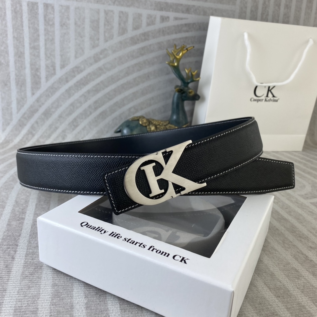 CK 💕 特种皮腰带系列 ，原厂五金精品不锈钢扣，手感柔软舒适 宽3.8CM。