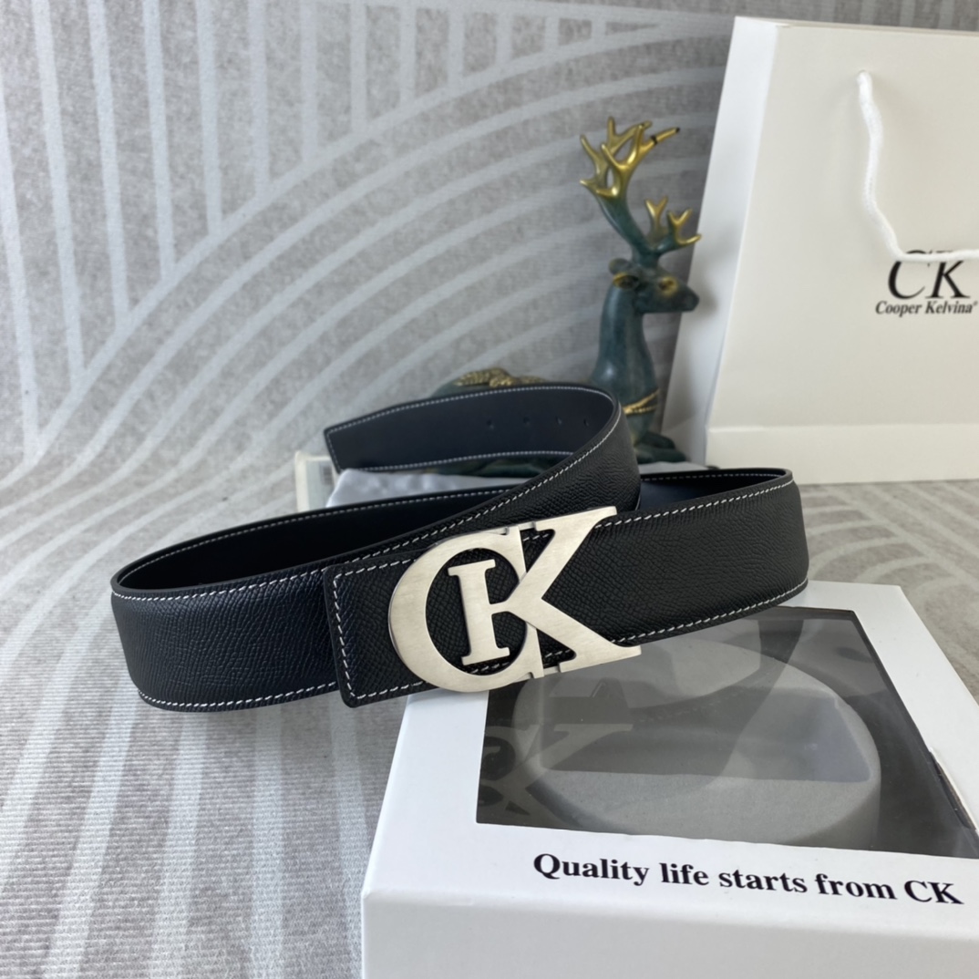 CK 💕 特种皮腰带系列 ，原厂五金精品不锈钢扣，手感柔软舒适 宽3.8CM。