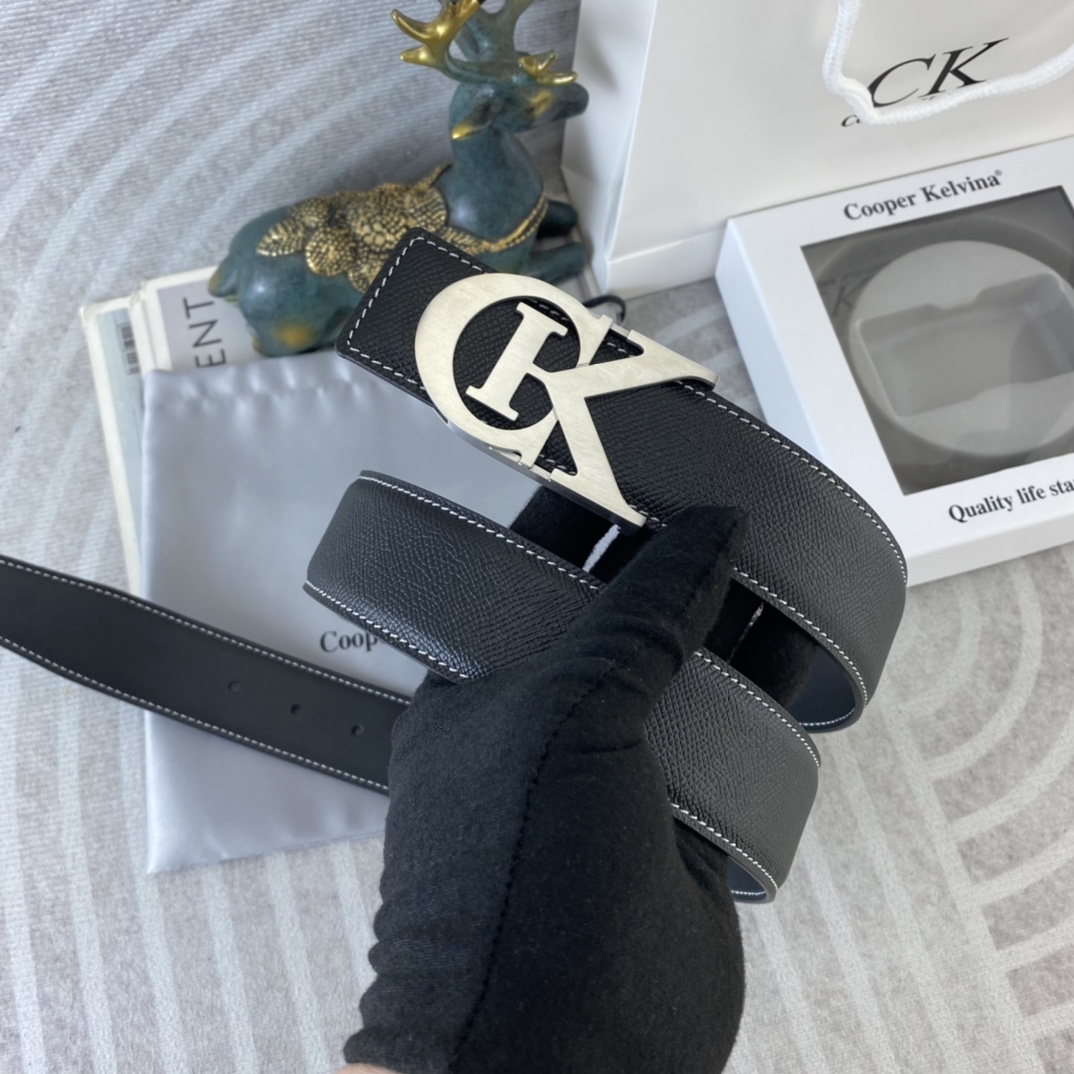 CK 💕 特种皮腰带系列 ，原厂五金精品不锈钢扣，手感柔软舒适 宽3.8CM。