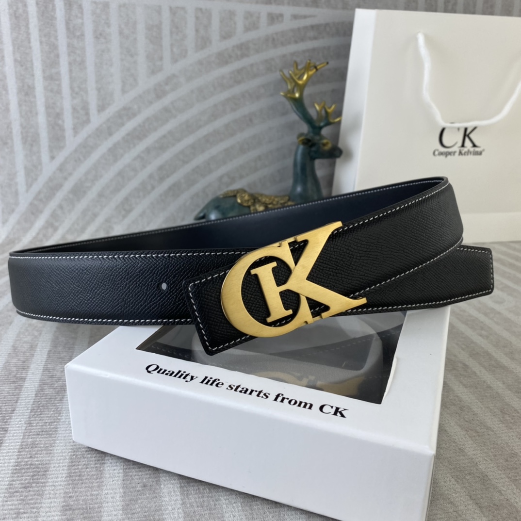 CK 💕 特种皮腰带系列 ，原厂五金精品不锈钢扣，手感柔软舒适 宽3.8CM。