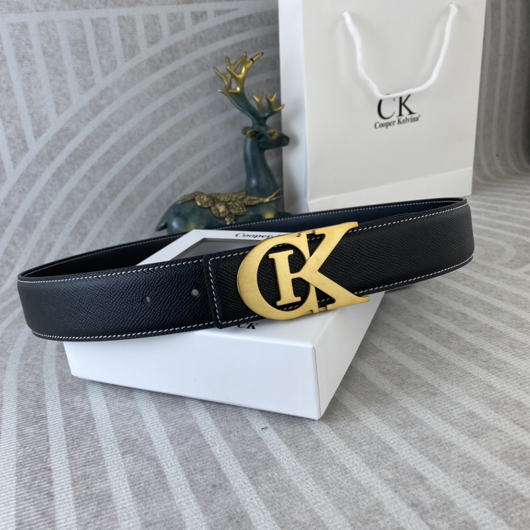 CK 💕 特种皮腰带系列 ，原厂五金精品不锈钢扣，手感柔软舒适 宽3.8CM。