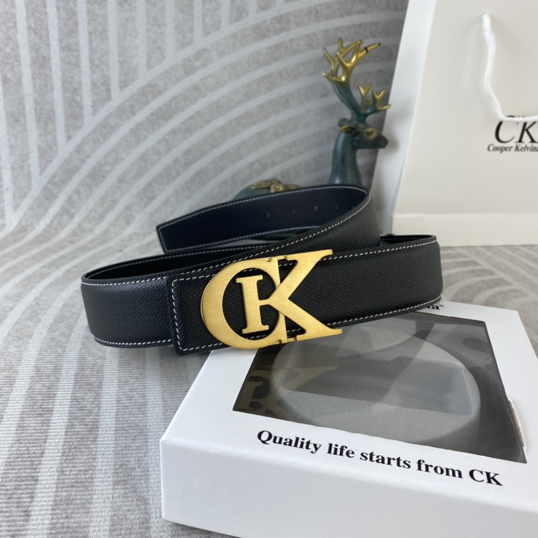CK 💕 特种皮腰带系列 ，原厂五金精品不锈钢扣，手感柔软舒适 宽3.8CM。