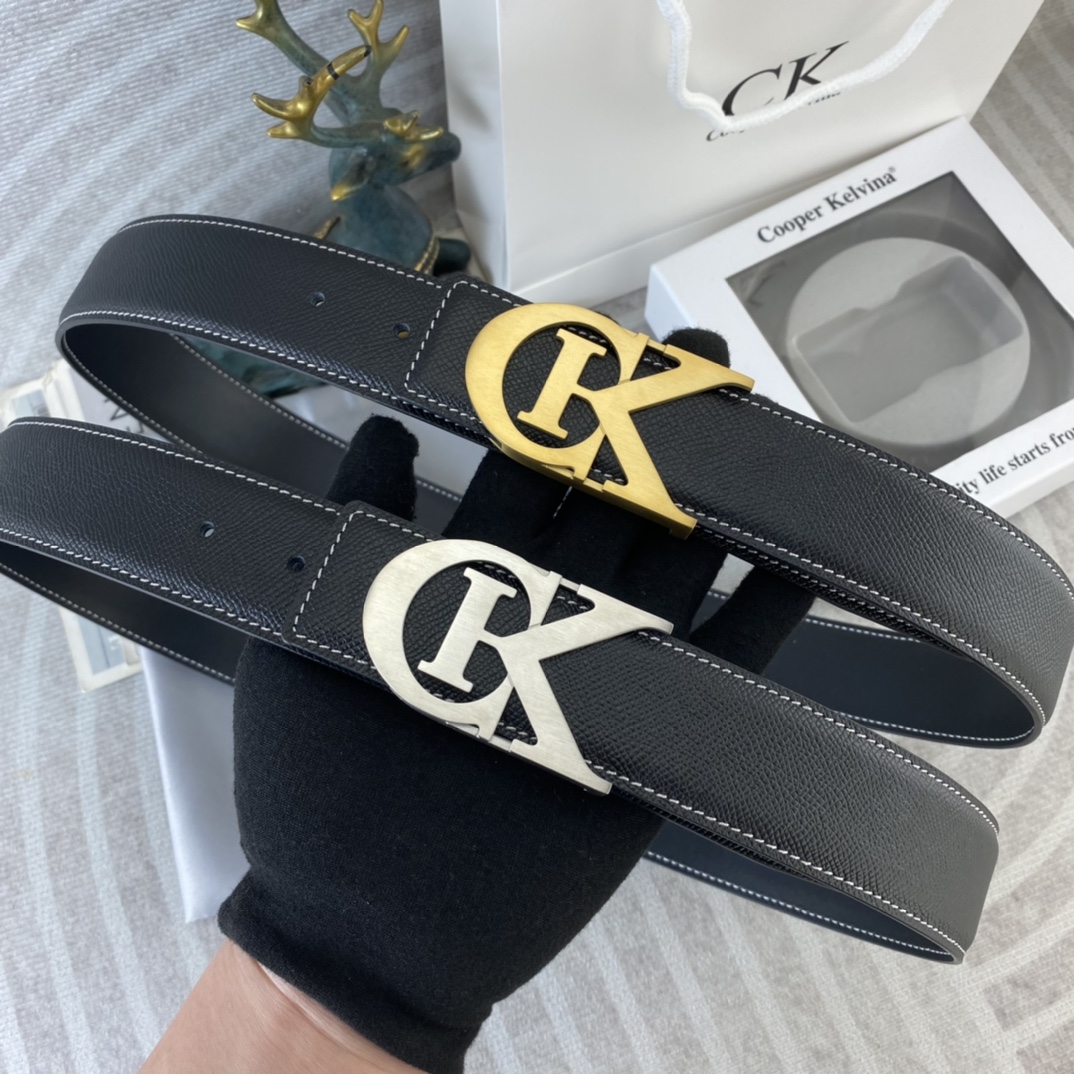 CK 💕 特种皮腰带系列 ，原厂五金精品不锈钢扣，手感柔软舒适 宽3.8CM。