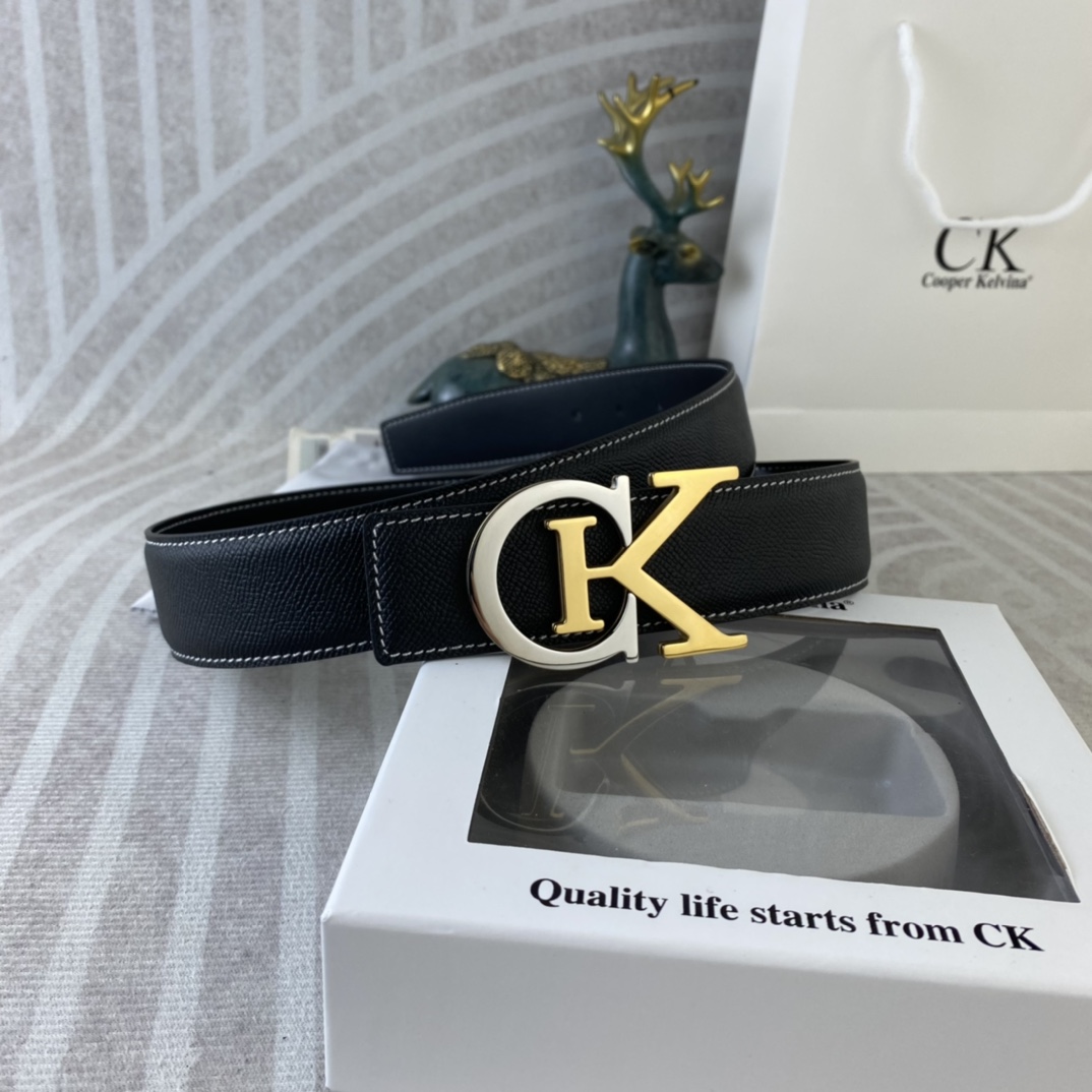 CK 💕 特种皮腰带系列 ，原厂五金精品不锈钢扣，手感柔软舒适 宽3.8CM。