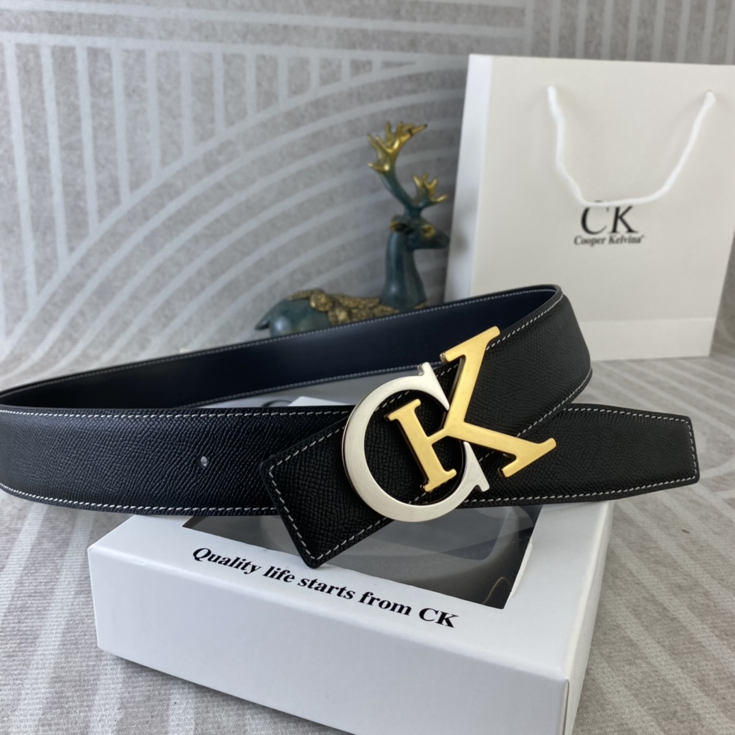 CK 💕 特种皮腰带系列 ，原厂五金精品不锈钢扣，手感柔软舒适 宽3.8CM。