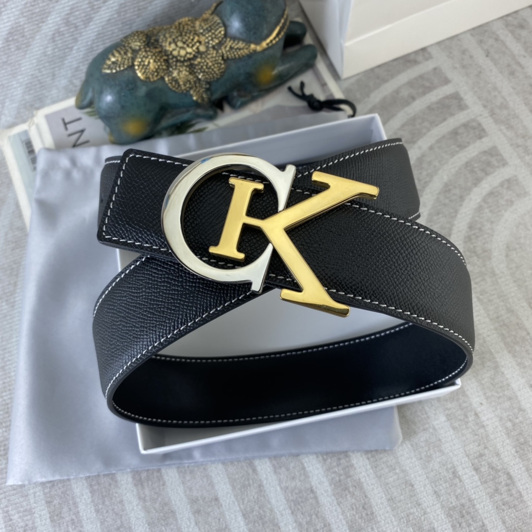 CK 💕 特种皮腰带系列 ，原厂五金精品不锈钢扣，手感柔软舒适 宽3.8CM。