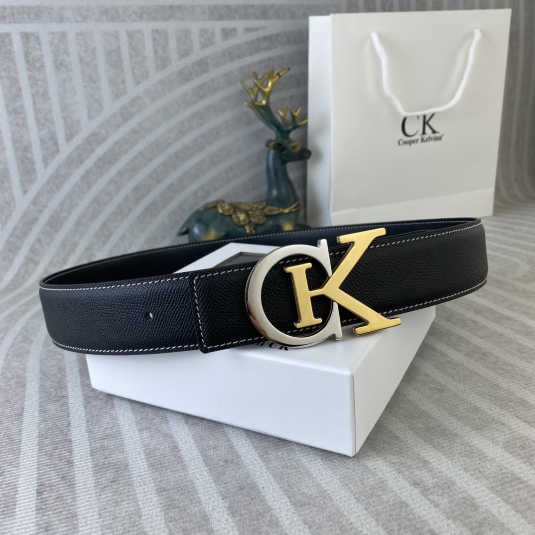 CK 💕 特种皮腰带系列 ，原厂五金精品不锈钢扣，手感柔软舒适 宽3.8CM。