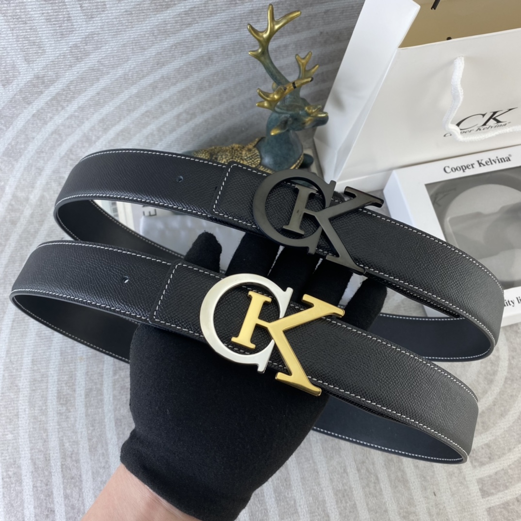 CK 💕 特种皮腰带系列 ，原厂五金精品不锈钢扣，手感柔软舒适 宽3.8CM。