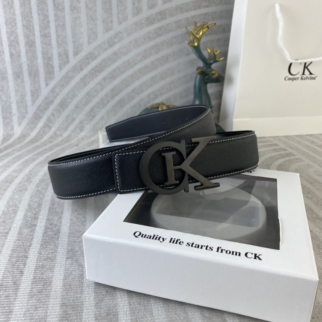 CK 💕 特种皮腰带系列 ，原厂五金精品不锈钢扣，手感柔软舒适 宽3.8CM。