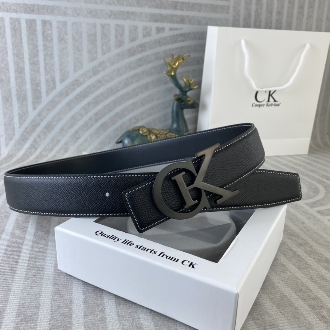 CK 💕 特种皮腰带系列 ，原厂五金精品不锈钢扣，手感柔软舒适 宽3.8CM。