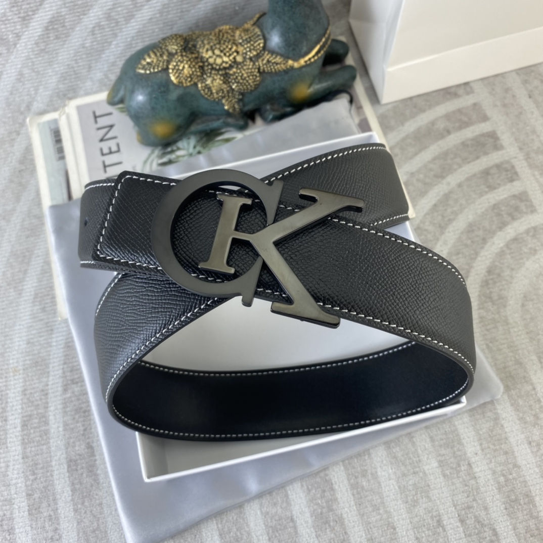 CK 💕 特种皮腰带系列 ，原厂五金精品不锈钢扣，手感柔软舒适 宽3.8CM。