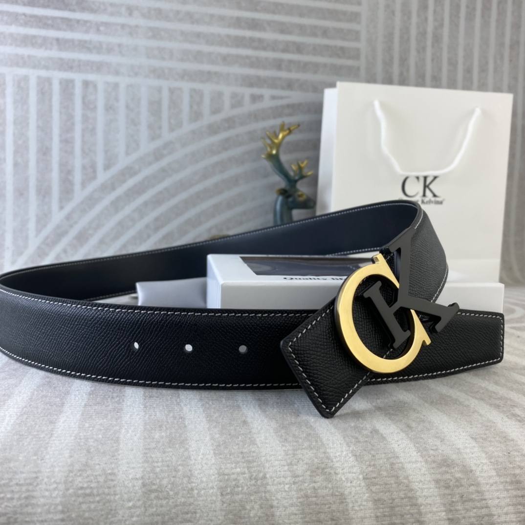 CK 💕 特种皮腰带系列 ，原厂五金精品不锈钢扣，手感柔软舒适 宽3.8CM。