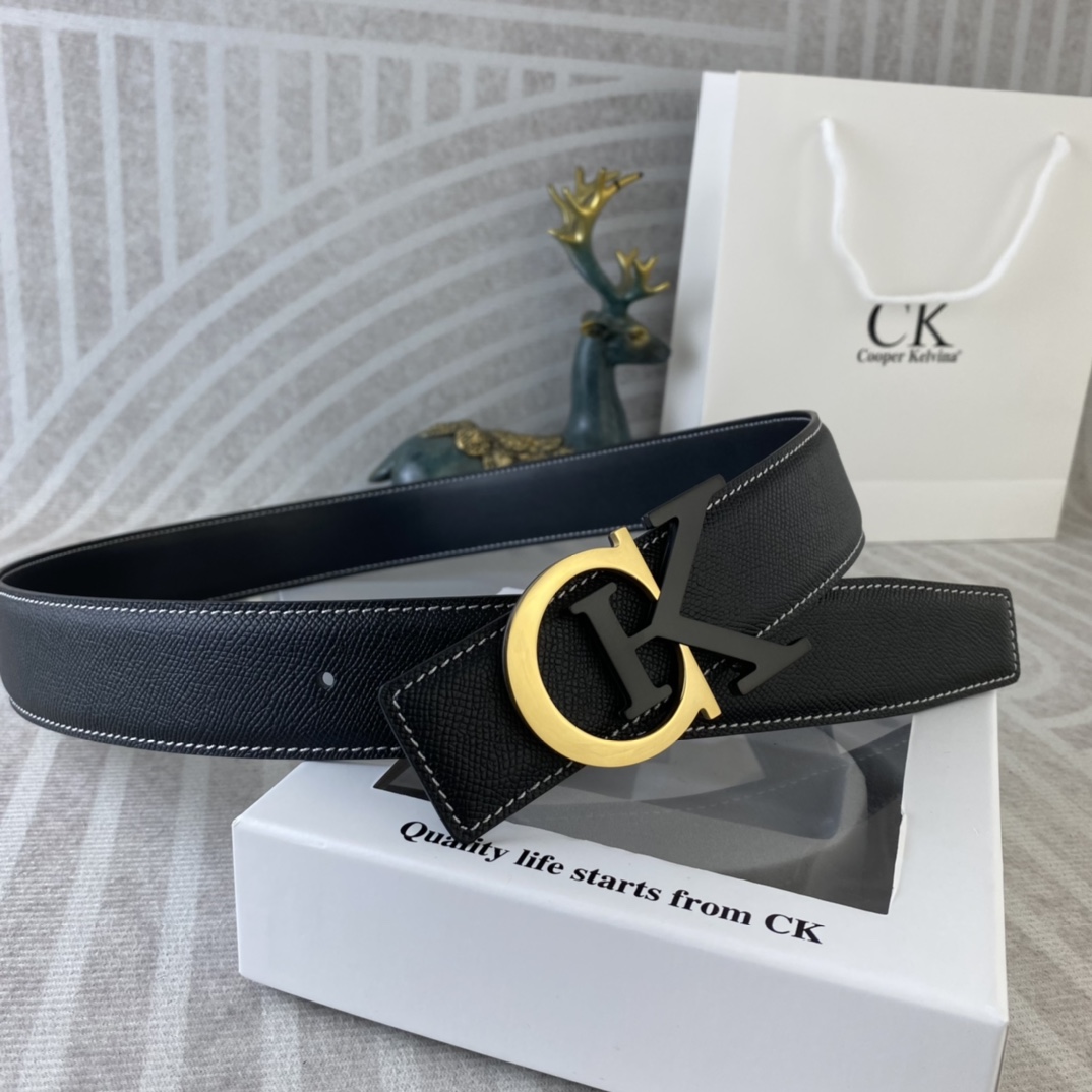CK 💕 特种皮腰带系列 ，原厂五金精品不锈钢扣，手感柔软舒适 宽3.8CM。