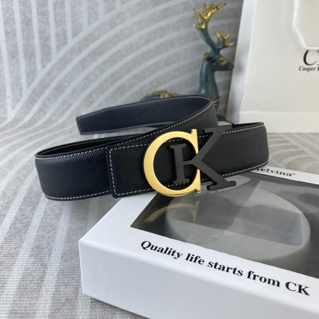 CK 💕 特种皮腰带系列 ，原厂五金精品不锈钢扣，手感柔软舒适 宽3.8CM。