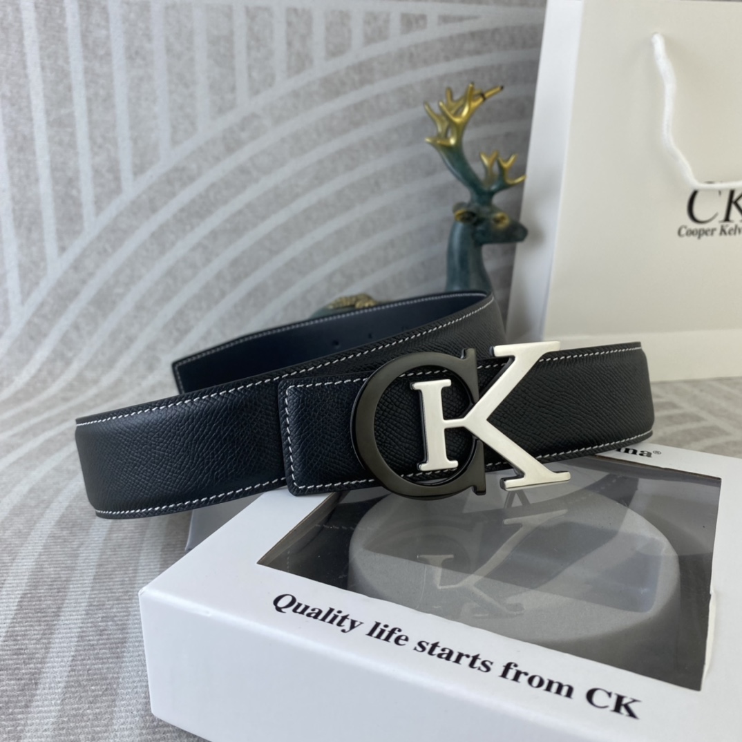 CK 💕 特种皮腰带系列 ，原厂五金精品不锈钢扣，手感柔软舒适 宽3.8CM。