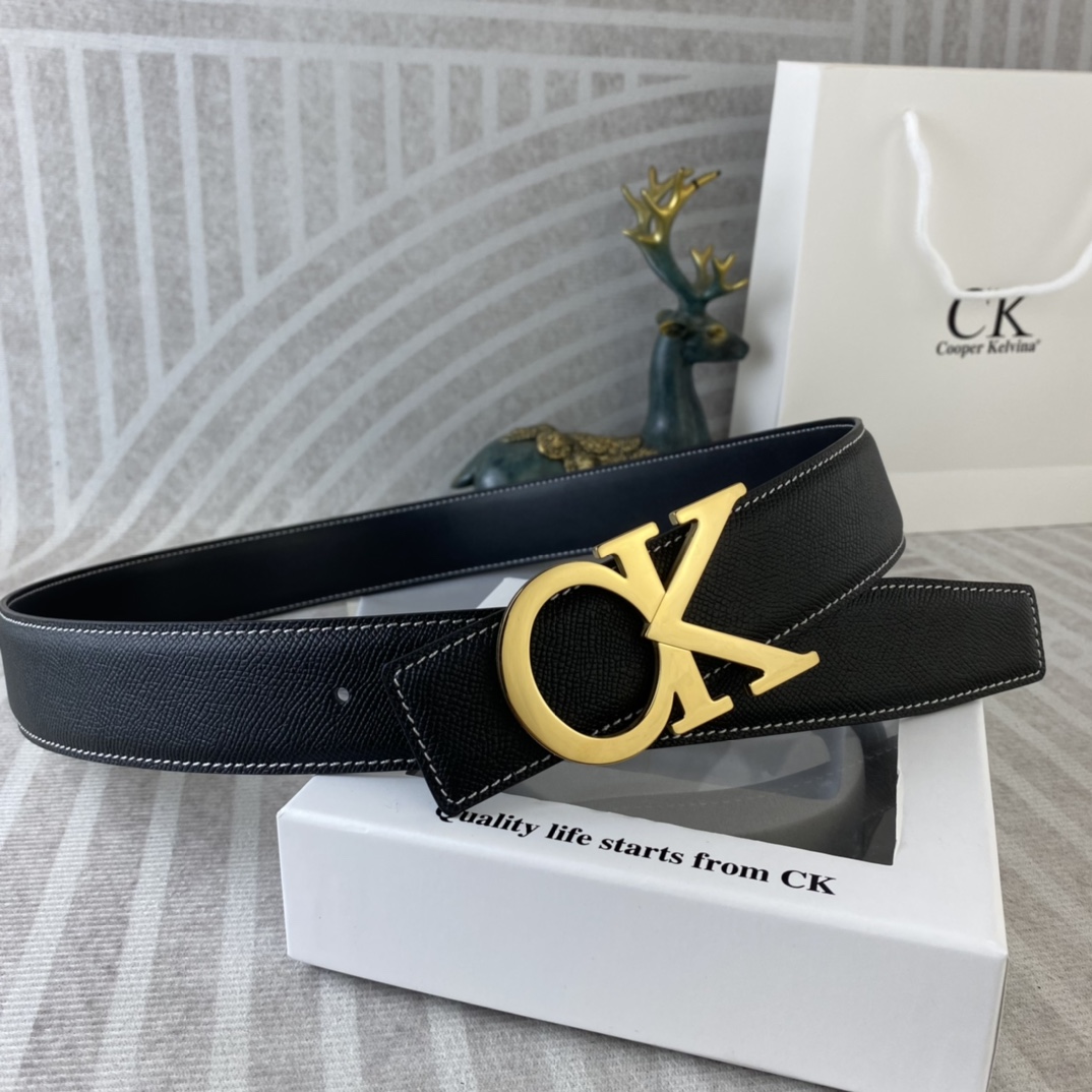 CK 💕 特种皮腰带系列 ，原厂五金精品不锈钢扣，手感柔软舒适 宽3.8CM。