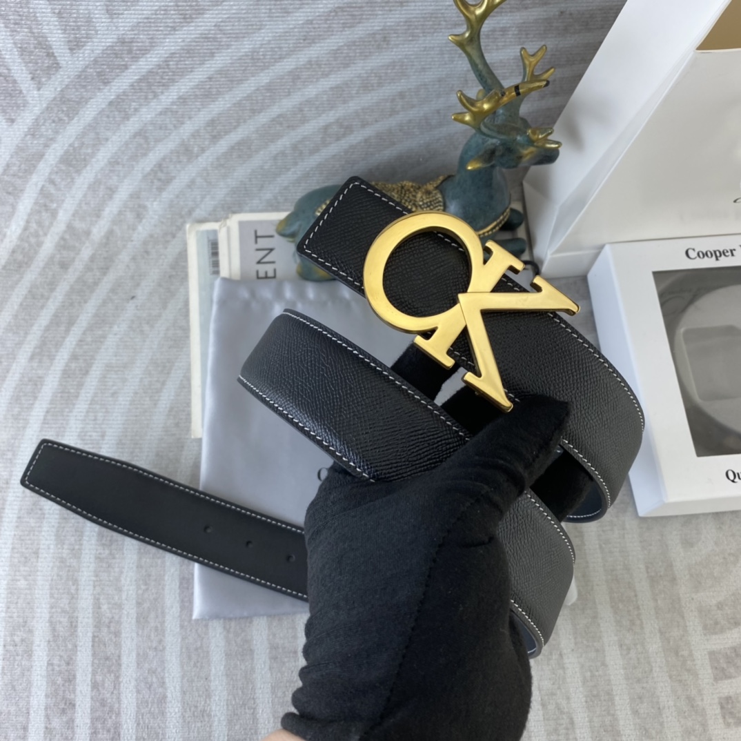 CK 💕 特种皮腰带系列 ，原厂五金精品不锈钢扣，手感柔软舒适 宽3.8CM。