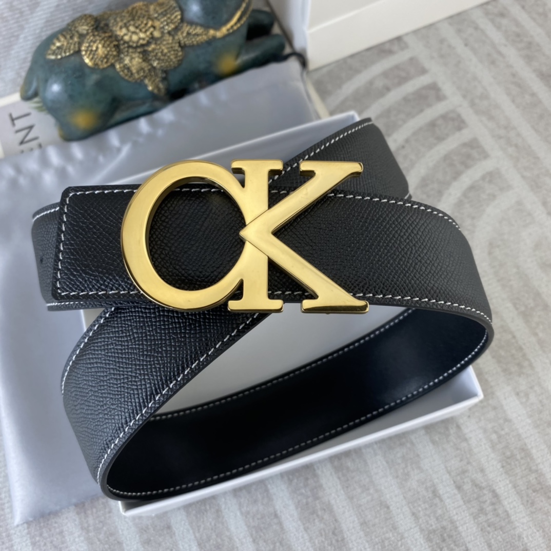 CK 💕 特种皮腰带系列 ，原厂五金精品不锈钢扣，手感柔软舒适 宽3.8CM。