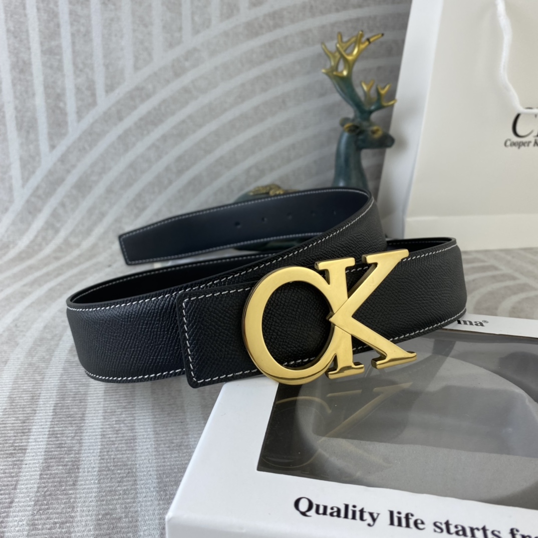 CK 💕 特种皮腰带系列 ，原厂五金精品不锈钢扣，手感柔软舒适 宽3.8CM。