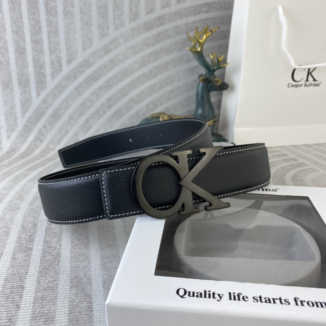 CK 💕 特种皮腰带系列 ，原厂五金精品不锈钢扣，手感柔软舒适 宽3.8CM。