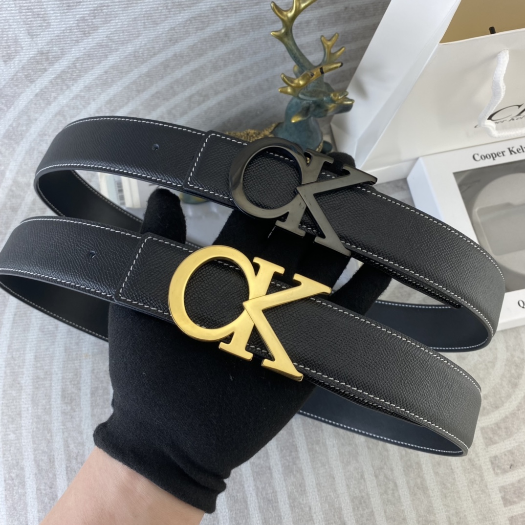 CK 💕 特种皮腰带系列 ，原厂五金精品不锈钢扣，手感柔软舒适 宽3.8CM。