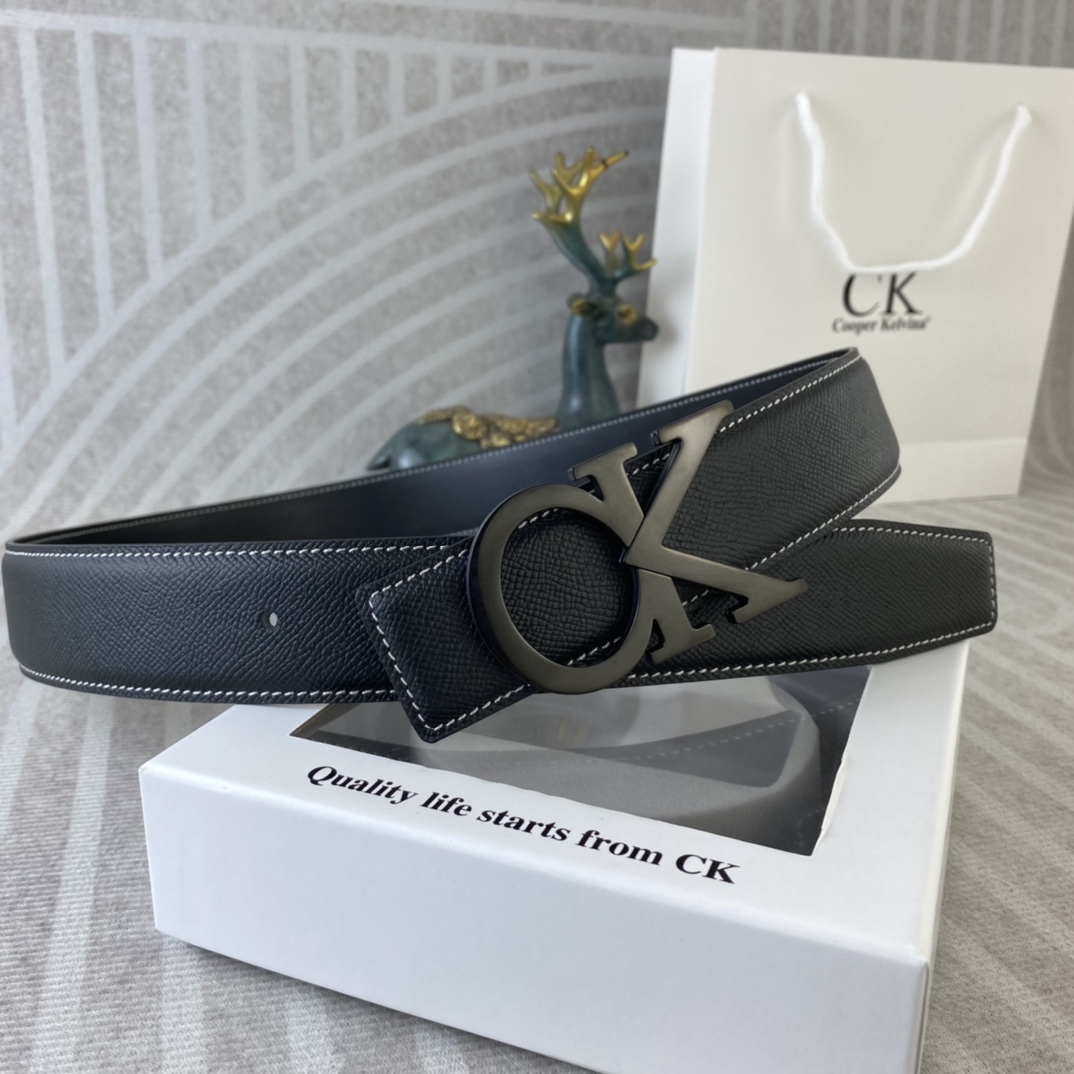CK 💕 特种皮腰带系列 ，原厂五金精品不锈钢扣，手感柔软舒适 宽3.8CM。